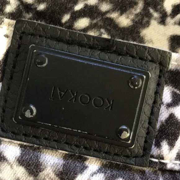 KOOKAI womens 38 high rise skinny stretch jeans black grey white zip front - Picture 5 of 16